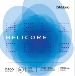 D'Addario HP610 Helicore Pizzicato 3/4 Size Double Bass String Set 3/4 Size Medium