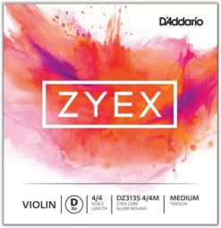 D'Addario Zyex Series Violin D String 4/4 Size Medium Silver