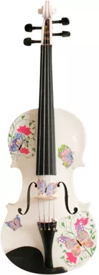 Rozanna's Violins Butterfly Dream White Glitter Series Violin Outfit 4/4