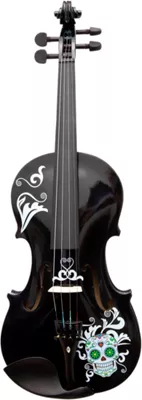 Rozanna's Violins Mariachi Black Sugar Skull Series Violin Outfit 4/4