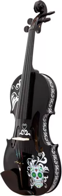 Rozanna's Violins Mariachi Black Sugar Skull Series Violin Outfit 4/4 5 Rozanna's Violins Mariachi Black Sugar Skull Series Violin Outfit 4/4 - Image 3