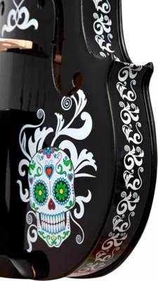 Rozanna's Violins Mariachi Black Sugar Skull Series Violin Outfit 4/4 7 Rozanna's Violins Mariachi Black Sugar Skull Series Violin Outfit 4/4 - Image 5