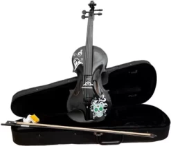 Rozanna's Violins Mariachi Black Sugar Skull Series Violin Outfit 4/4 15 Rozanna's Violins Mariachi Black Sugar Skull Series Violin Outfit 4/4 -Orchestral Oasis shop L90649000001000 IMAGE 06
