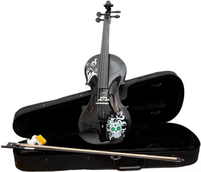 Rozanna's Violins Mariachi Black Sugar Skull Series Violin Outfit 4/4 9 Rozanna's Violins Mariachi Black Sugar Skull Series Violin Outfit 4/4 - Image 7