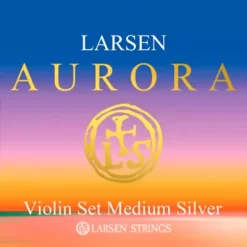 Larsen Strings Aurora Violin String Set 4/4 Size Silver D, Medium Gauge, Ball End