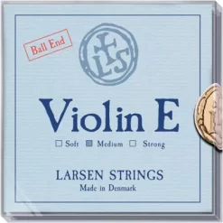 Larsen Strings Original Violin String Set 4/4 Size Aluminum D, Medium Gauge, Ball End