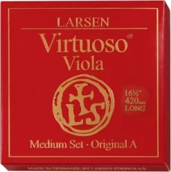 Larsen Strings Virtuoso Extra-Long Viola String Set 16-1/2+ In., Medium Multiple Wound, Ball End